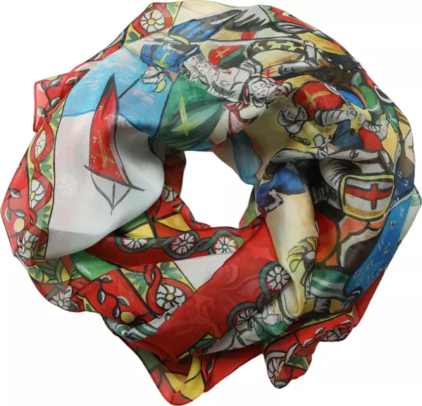Multicolor Silk Printed Foulard Scarf