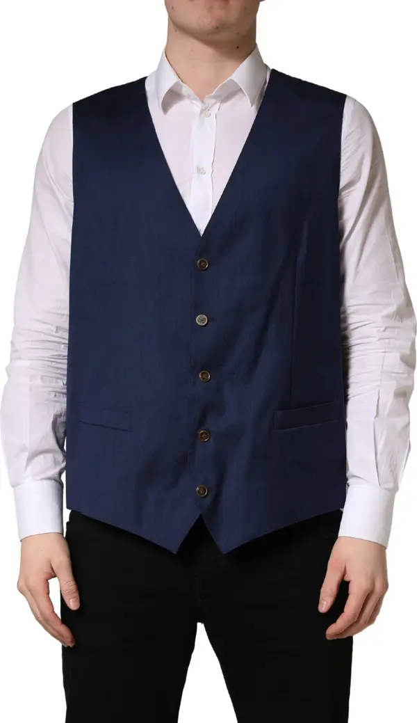 Navy Blue Wool Dress Formal Waistcoat Vest