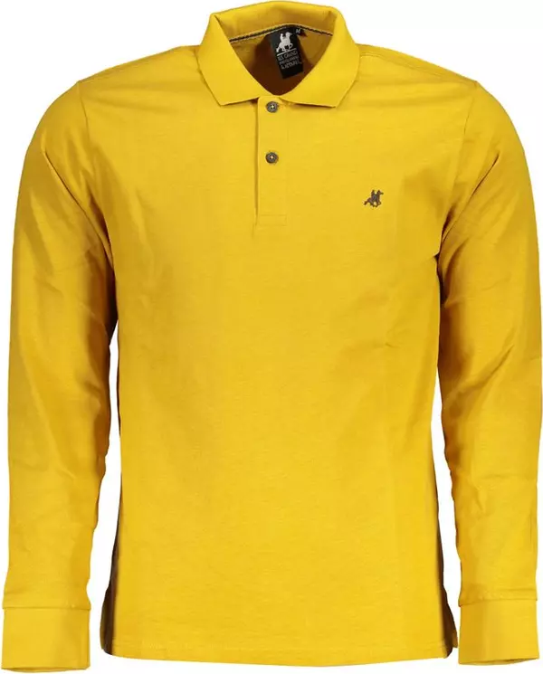 Yellow Cotton Men Polo Shirt