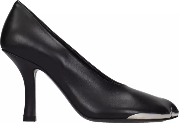 Black Leather High Heel Pumps