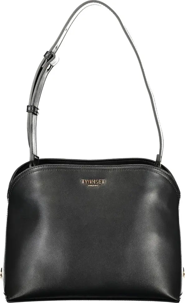 Black Polyurethane Women's Shoulder Bag