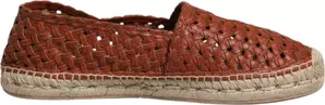 Maroon Woven Leather Men Espadrille Shoes