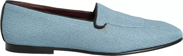 Blue Woven Men Slip On Dress Loafers Shoes