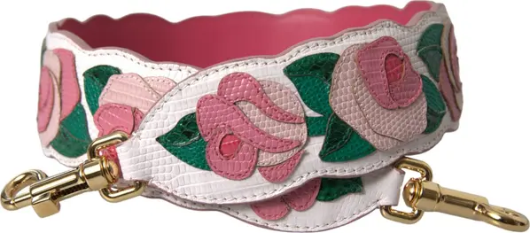 White Floral Leather Accessory Shoulder Strap