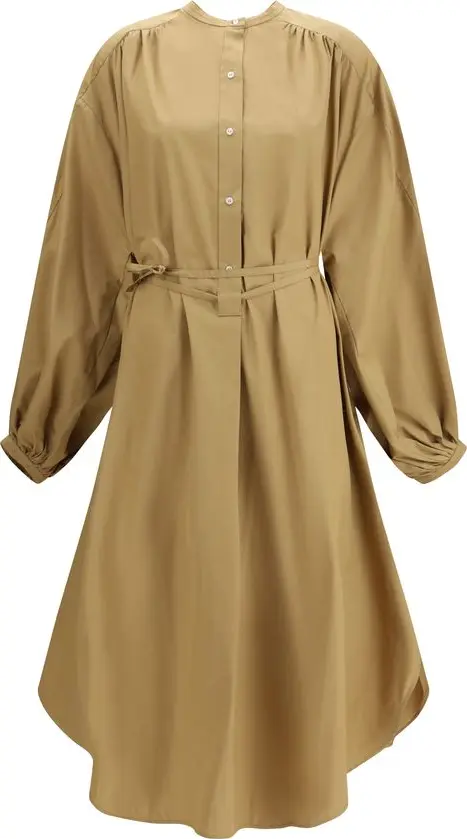 Beige Cotton Casual Dress