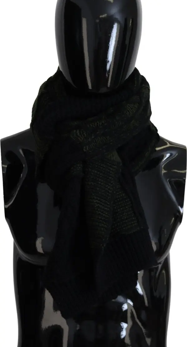 Black Green Knitted Men Neck Wrap Shawl Scarf