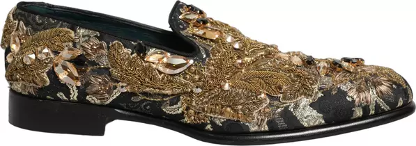 Black Velvet Embellished Dress Loafers Shoes