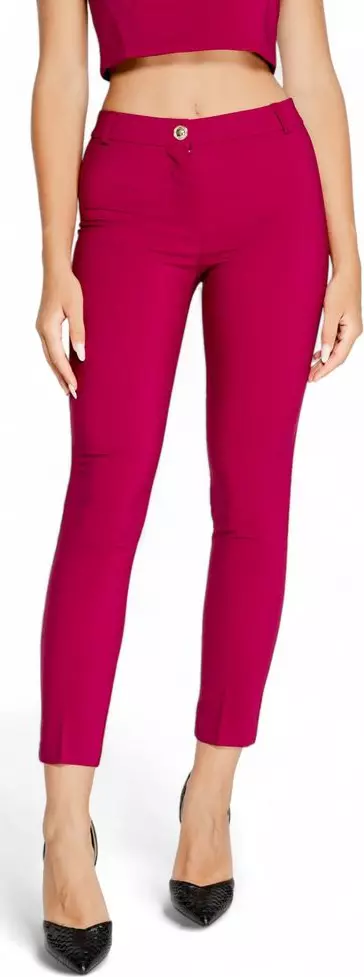 Bordeaux Polyester Casual Pants