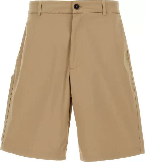 Beige Cotton Bermuda Shorts
