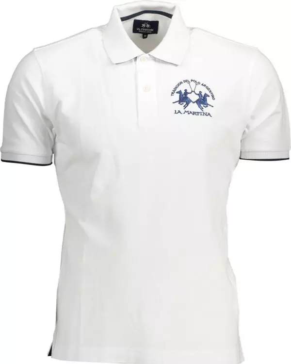 White Cotton Men Polo Shirt