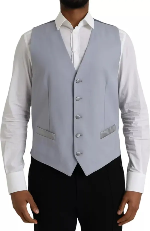 Light Blue Wool Formal Dress Waistcoat Vest