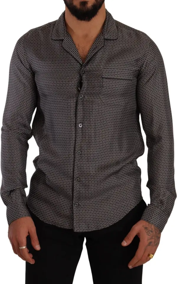 Gray Fantasy Pattern Pajama Top Mens Shirt