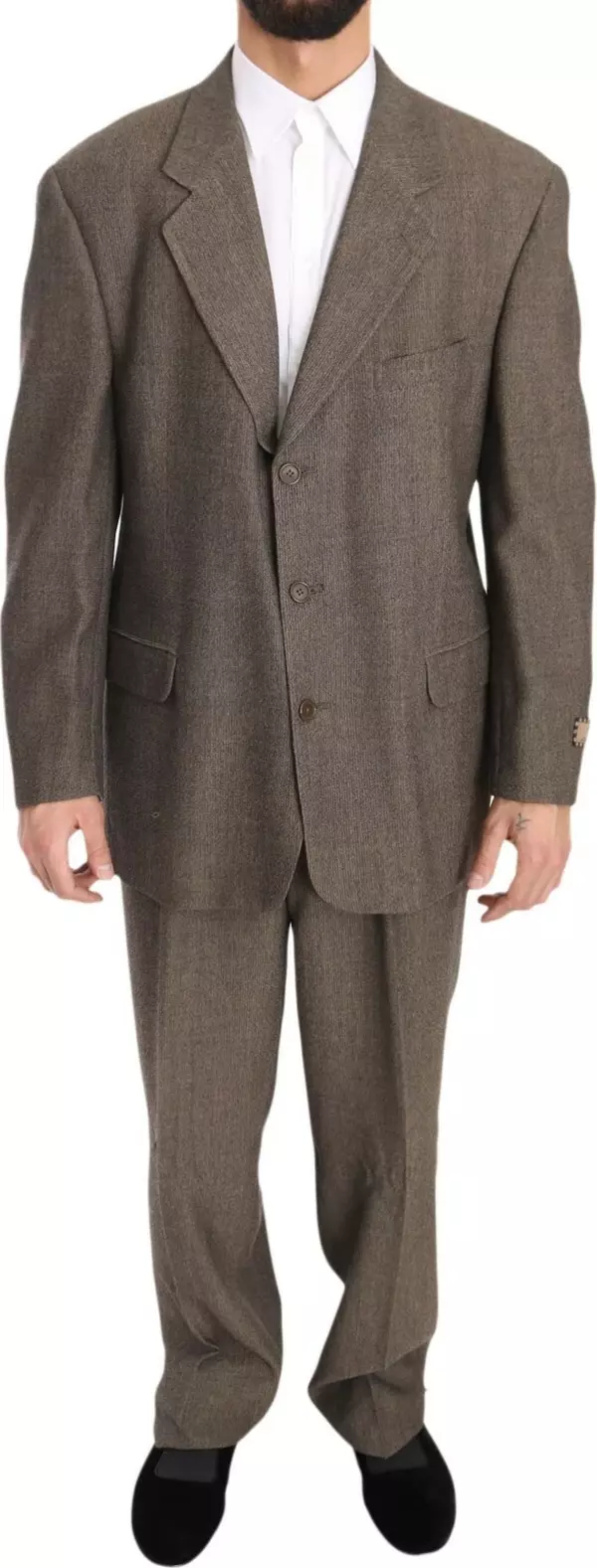 Brown Single Breasted Wool Suit