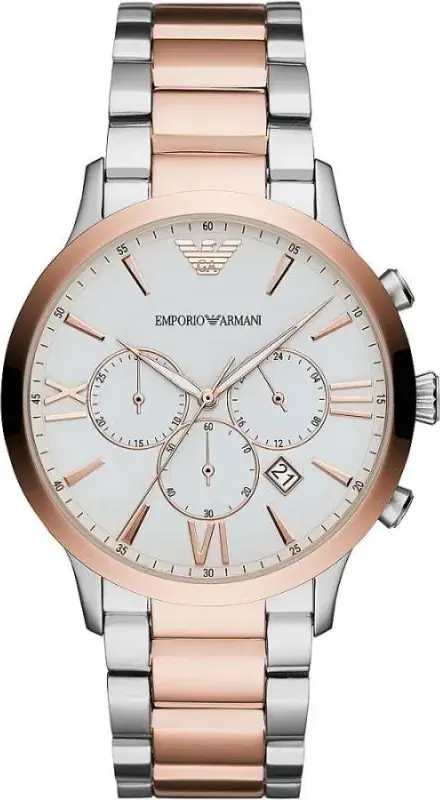 Silver and Bronze Steel Chronograph Watch