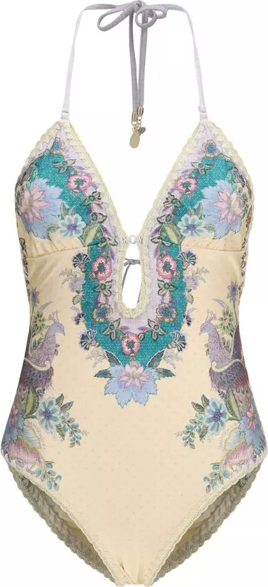 Beige Polyamide One-Piece Swimsuit