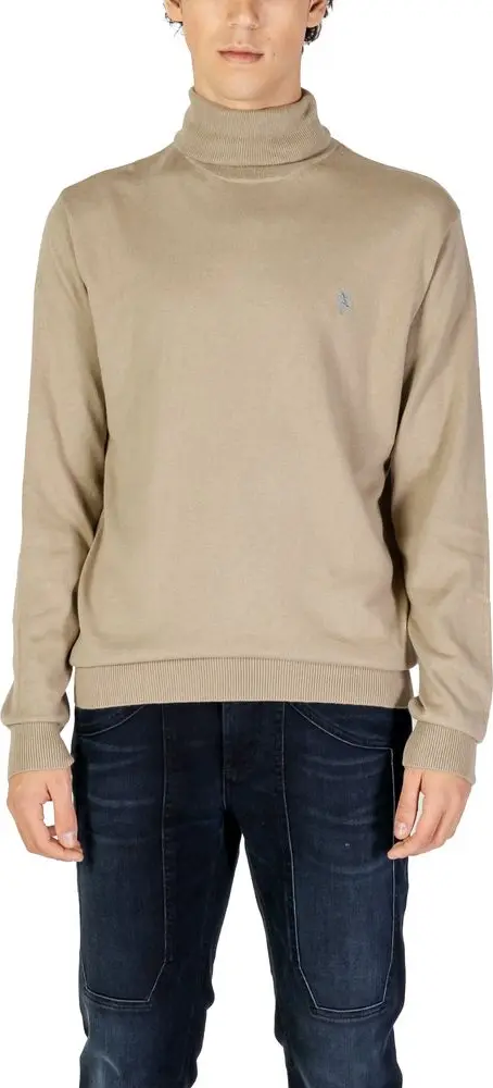 Beige Cotton Turtleneck