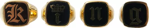 Gold Brass KING Enamel Set of 4 Ring