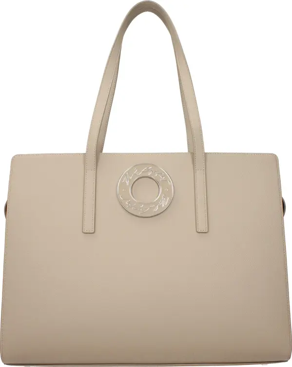 Beige Leather Shoulder Bag