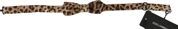 Brown Leopard Silk Adjustable Neck Papillon Men Bow Tie