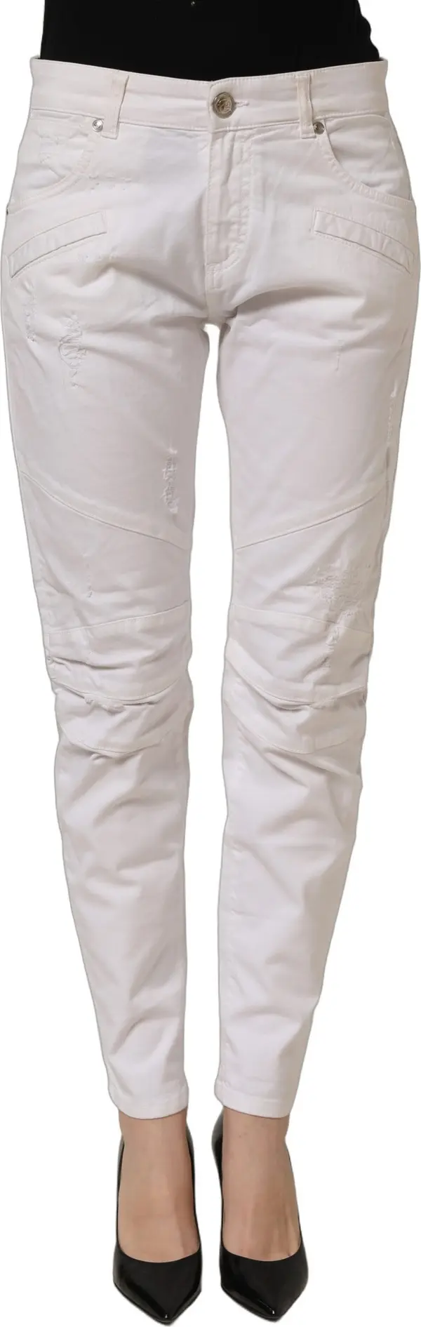 White Cotton Stretch Skinny Denim Trouser Jeans