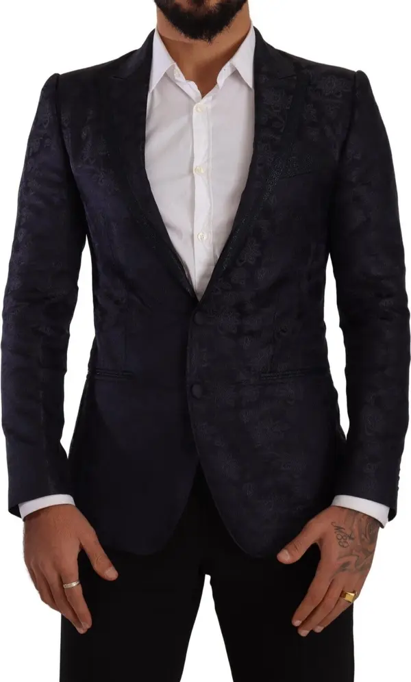 Blue Floral Jacquard Silk Coat MARTINI Blazer