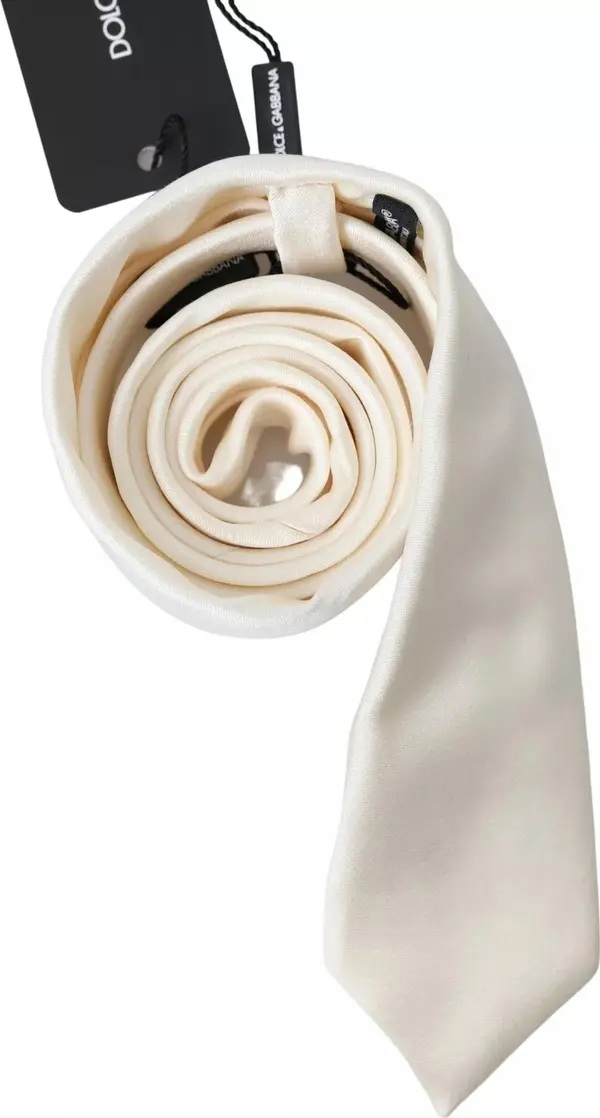 Off White Satin Silk Classic Men Necktie