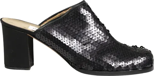 Black Sequined Mules Shoes