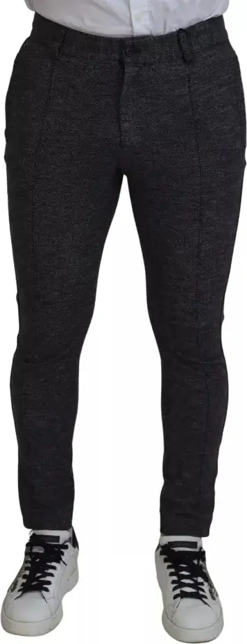 Gray Chevron Viscose Skinny Pants
