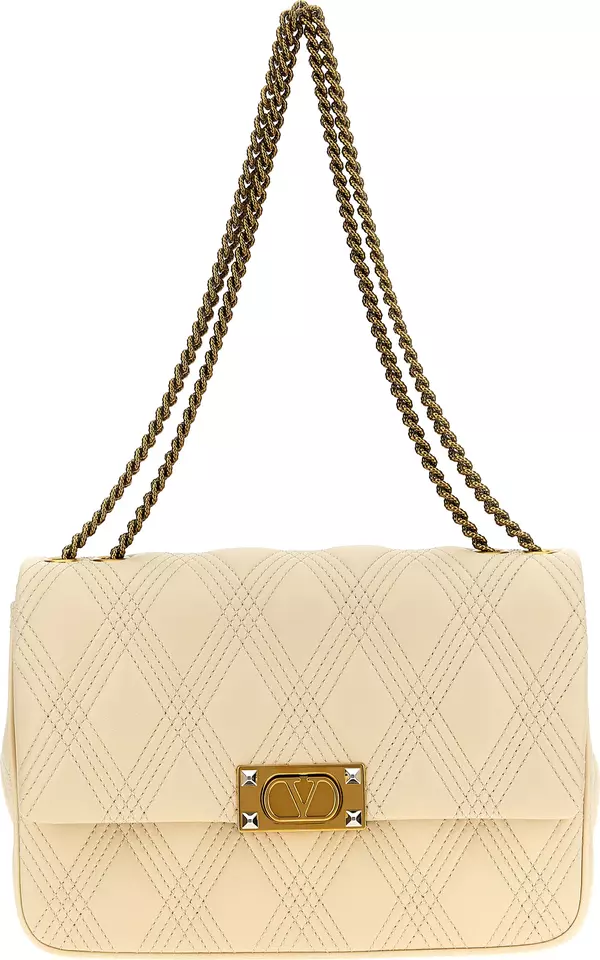 White Lamb Leather Shoulder Bag