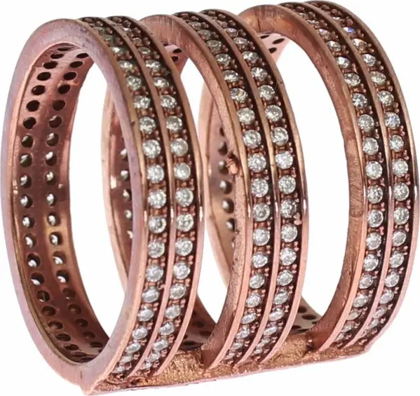 Gold 925 Silver Clear CZ Pink Ring
