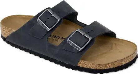 Black Synthetic Flat Sandals