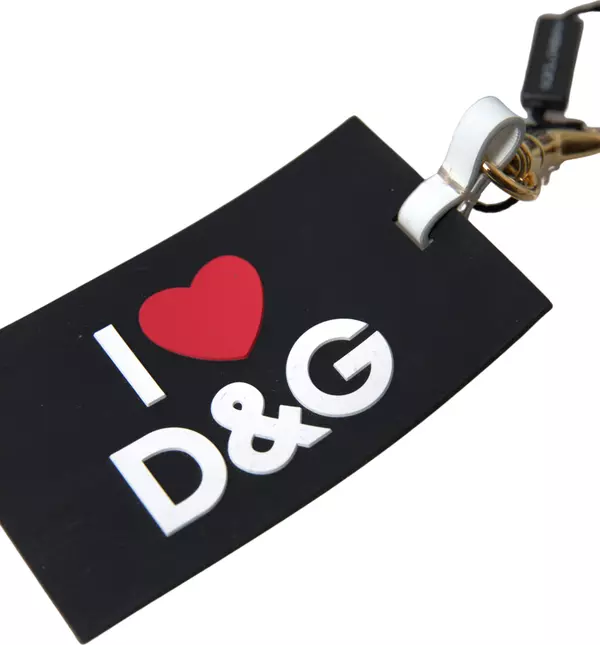 Black Silicone DG Logo Gold Brass Keychain