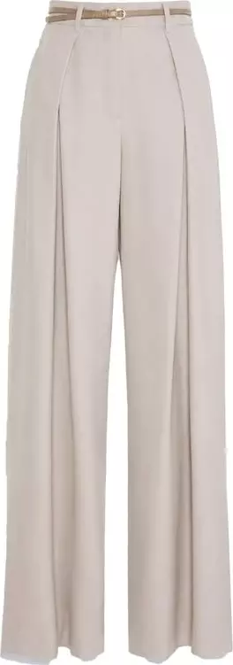 Beige Elastane Casual Pants