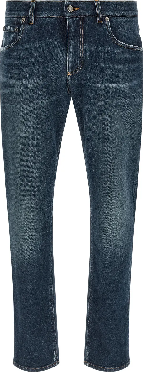 Blue Cotton Slim Fit Jeans