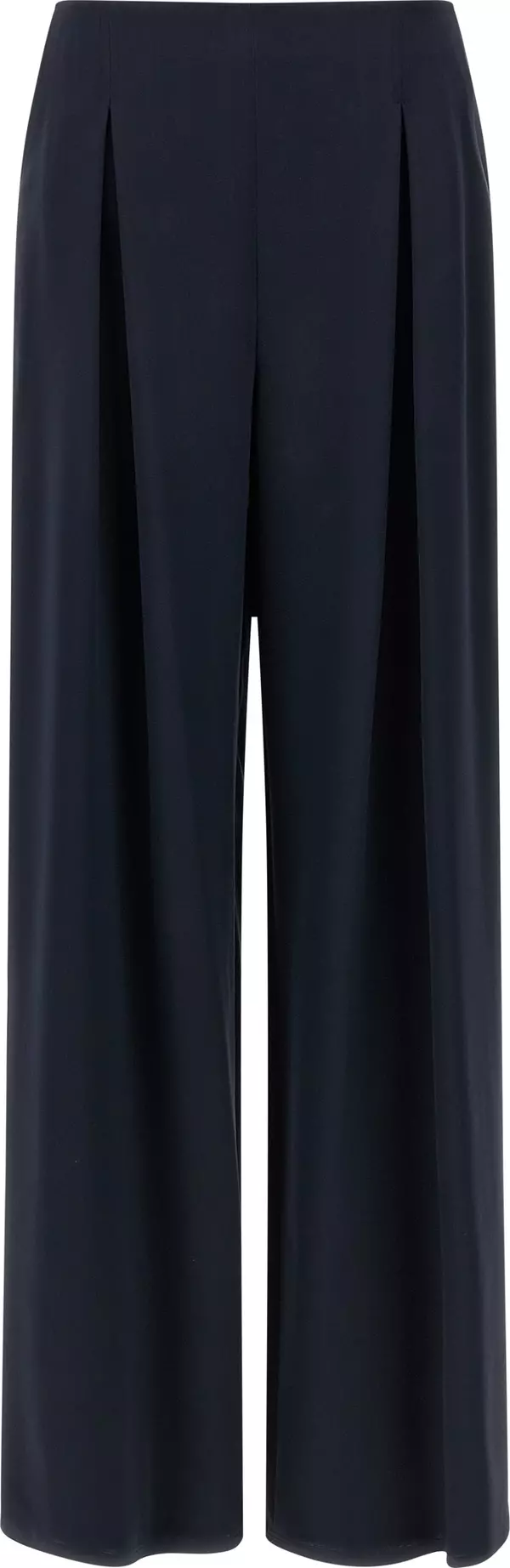 Blue Silk Casual Pants
