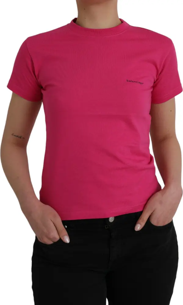 Pink Cotton Crew Neck Short Sleeves Tee Top T-shirt