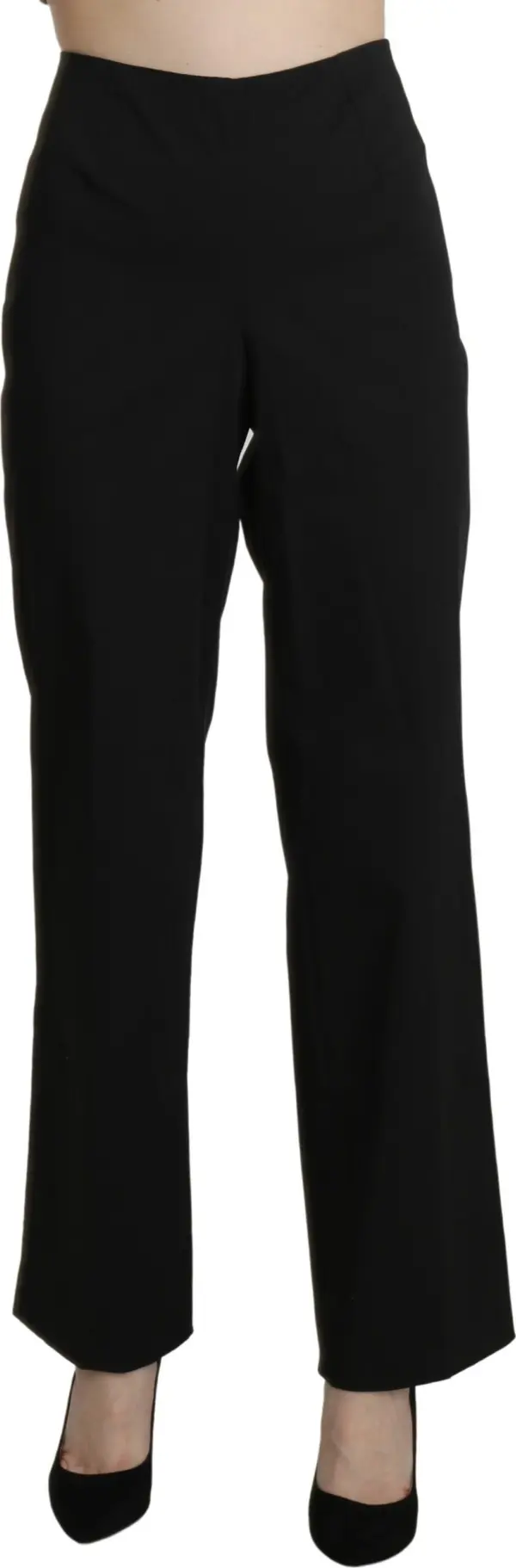 Black High Waist Straight Dress Trouser Pants