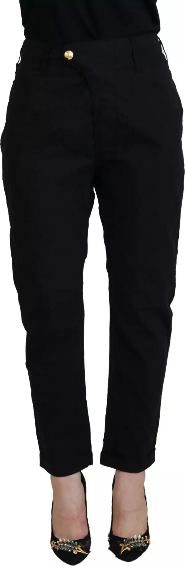 Black Cotton Baggy High Waist Women Pants