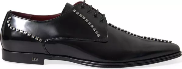 Black Leather Crystal Dress Formal Shoes
