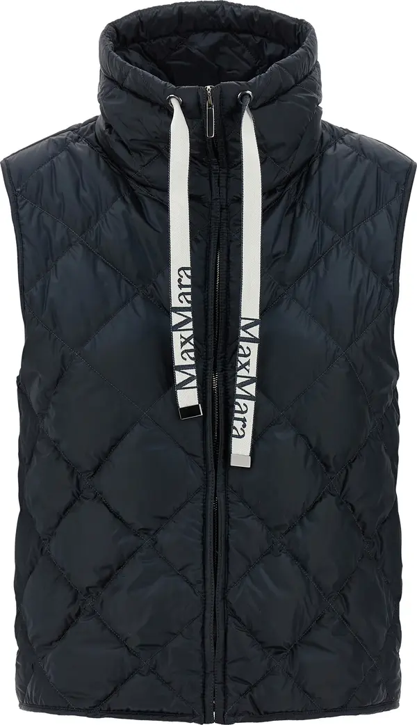Blue Polyamide Sleeveless Jacket
