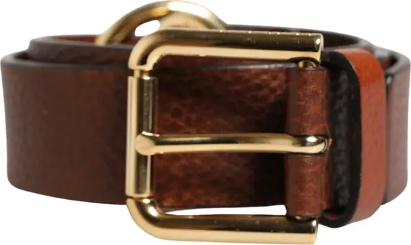 Men Brown Classic Leather Metal Buckle Belt