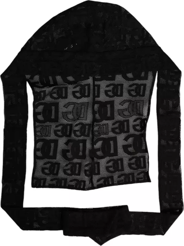 Black Logo Mesh Whole Head Wrap Hat