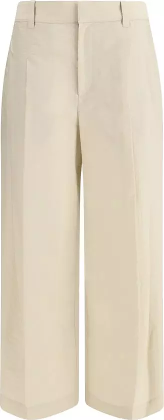 Beige Cotton Casual Pants