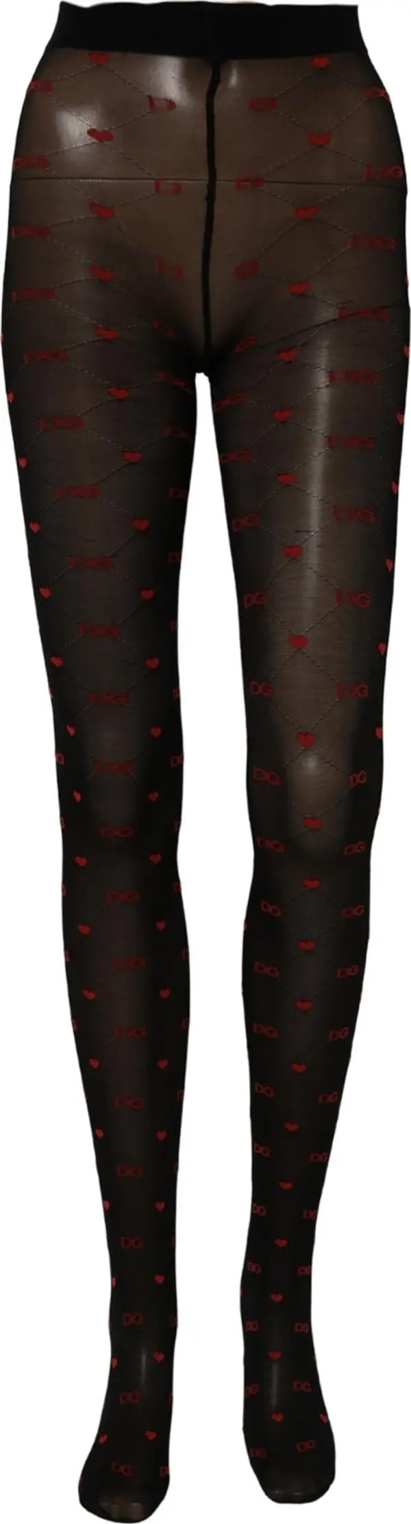 Black Nylon Hearts Tights Stocking Pantyhose Socks