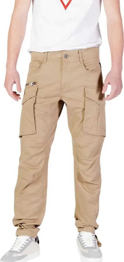 Beige Cotton Cargo Pants