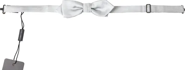 Gray Silk Adjustable Men Neck Papillon Bow Tie