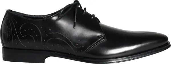 Black Calfskin Leather Derby Men Dress Shoes