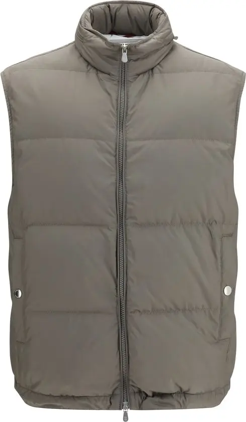 Gray Polyester Sleeveless Jacket