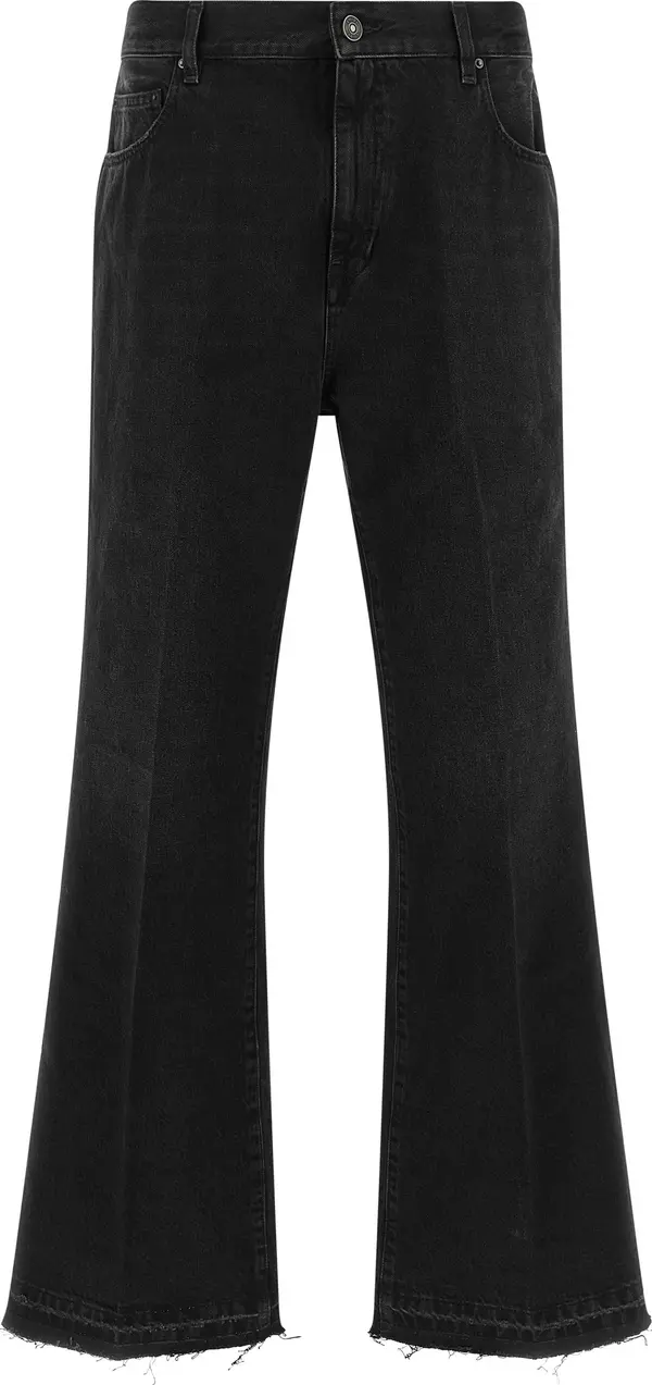 Black Cotton Flared Jeans