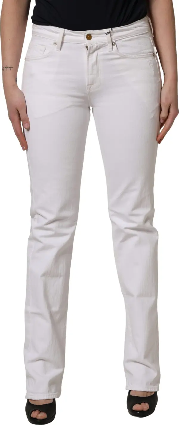 White Mid Waisted Skinny Denim Trouser Jeans